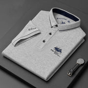 Classic Polo Shirt with Embroidered Design for Men's Casual Wear