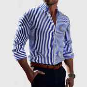Classic Striped Long Sleeve Shirt for Men's Business Casual Wear