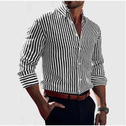 Classic Striped Long Sleeve Shirt for Men's Business Casual Wear