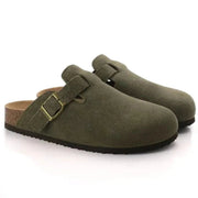 Comfortable Men's Slip-On Suede Slippers with Buckle Detail