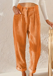 Velour Corduroy High Waist Wide Leg Pants Casual Wear
