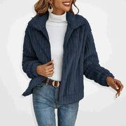 Cozy Longline Fleece Cardigan with Open Front and Wide Lapels for Women