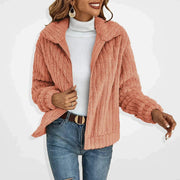 Cozy Longline Fleece Cardigan with Open Front and Wide Lapels for Women