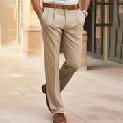 Crisp Men's Business Trousers with Structured Waistband for a Tailored Fit