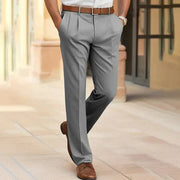 Crisp Men's Business Trousers with Structured Waistband for a Tailored Fit