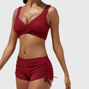Women's High-Waisted Bikini Set with Supportive Wrap Top