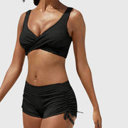Women's High-Waisted Bikini Set with Supportive Wrap Top