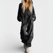 Slim Fit Denim Hooded Jumpsuit Casual Two Piece Outfit Ladies