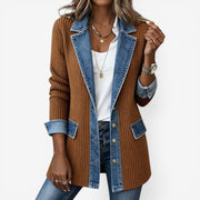Denim-Inspired Knit Jacket Casual Wear All Seasons Denim
