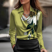 Women's Fall Draped Neckline Satin Blouse Style Any Occasion