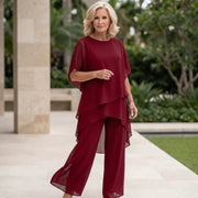 Draped Palazzo Pants Set with Sheer Sleeves Design