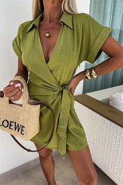 Draped Wrap Short Dress