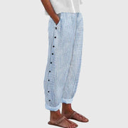 Striped Wide-Leg Button Pants Casual Wear