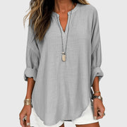 Relaxed Long Sleeve V-Neck Shirt Breathable Beach