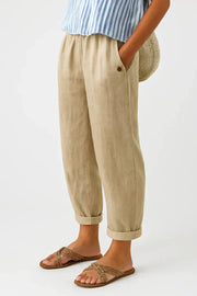 Elastic Waist Linen Trousers