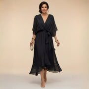 Elegant Chiffon V-Neck Dress Bridal Guest Breathable