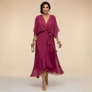 Elegant Chiffon V-Neck Dress Bridal Guest Breathable