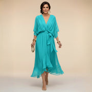 Elegant Chiffon V-Neck Dress Bridal Guest Breathable