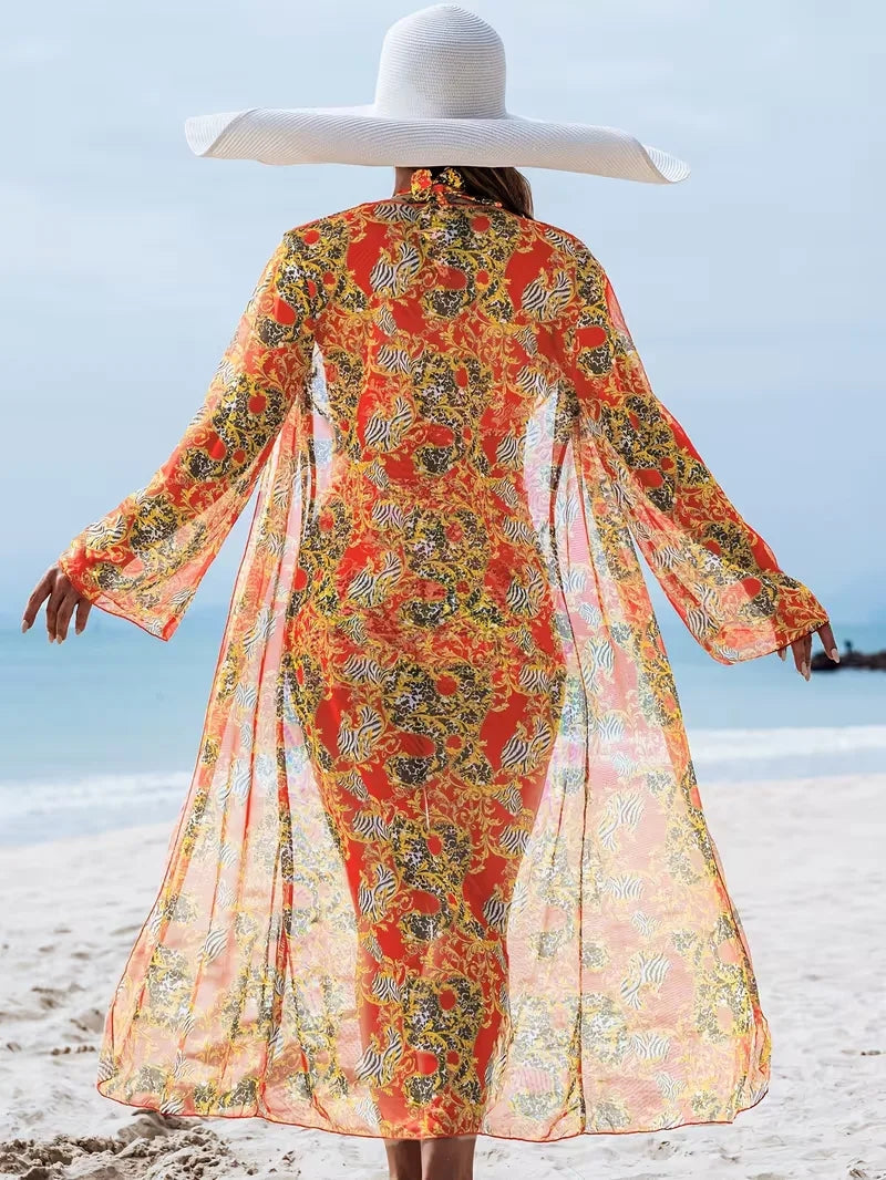 Cover-up met halternek en shorts