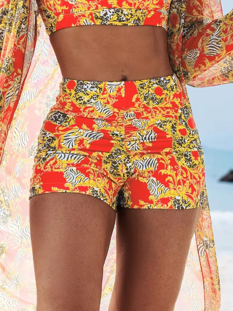 Cover-up met halternek en shorts
