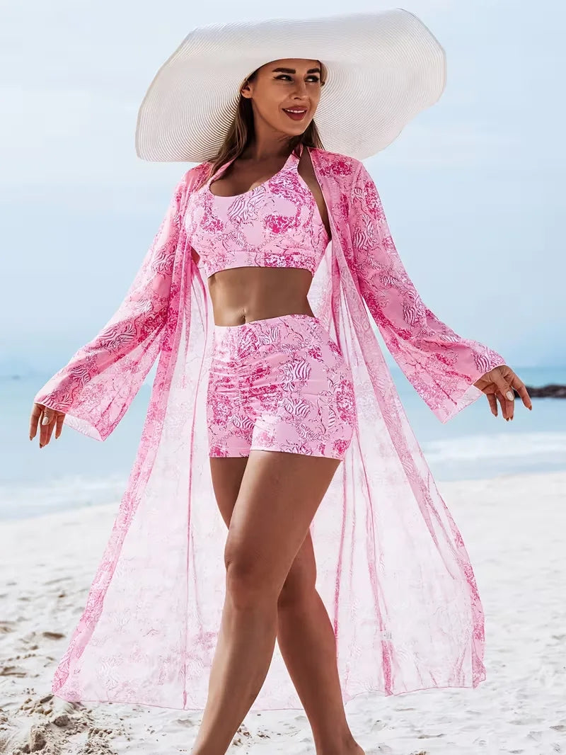 Cover-up met halternek en shorts