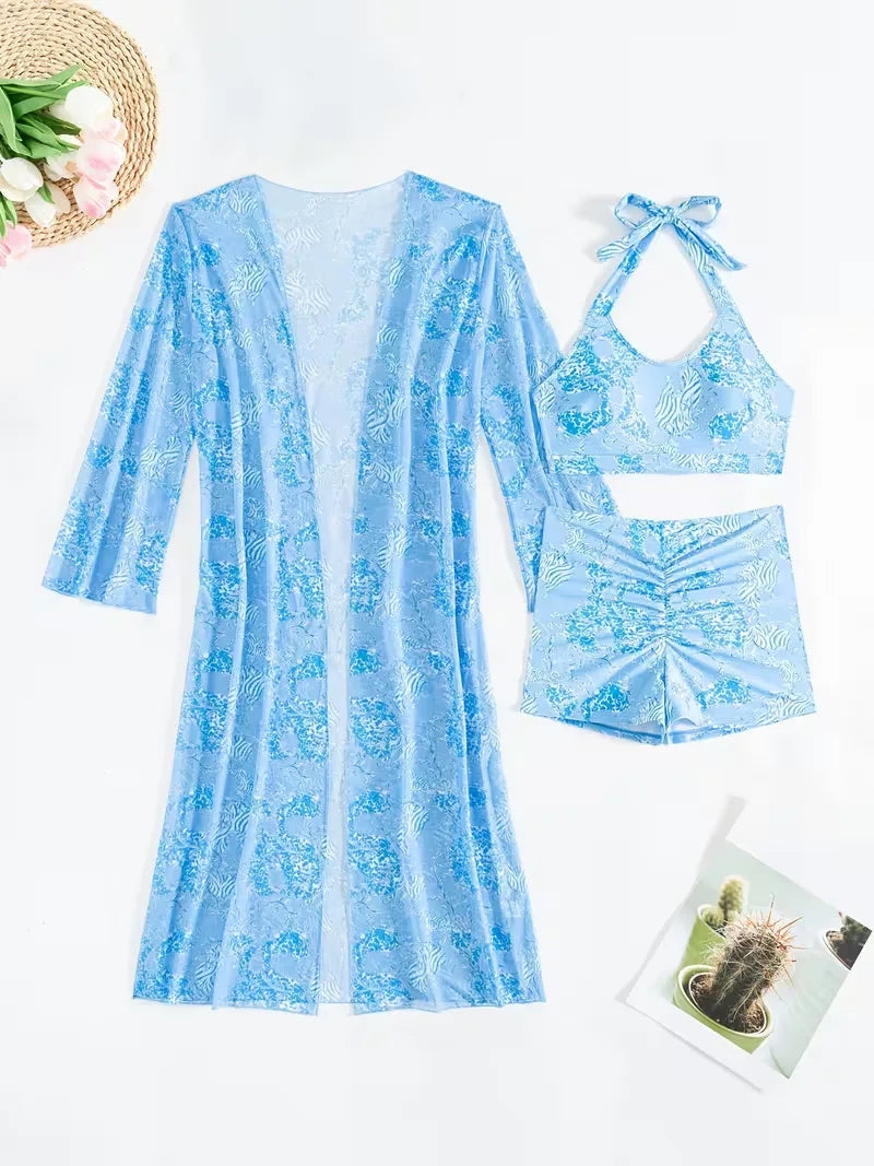 Cover-up met halternek en shorts