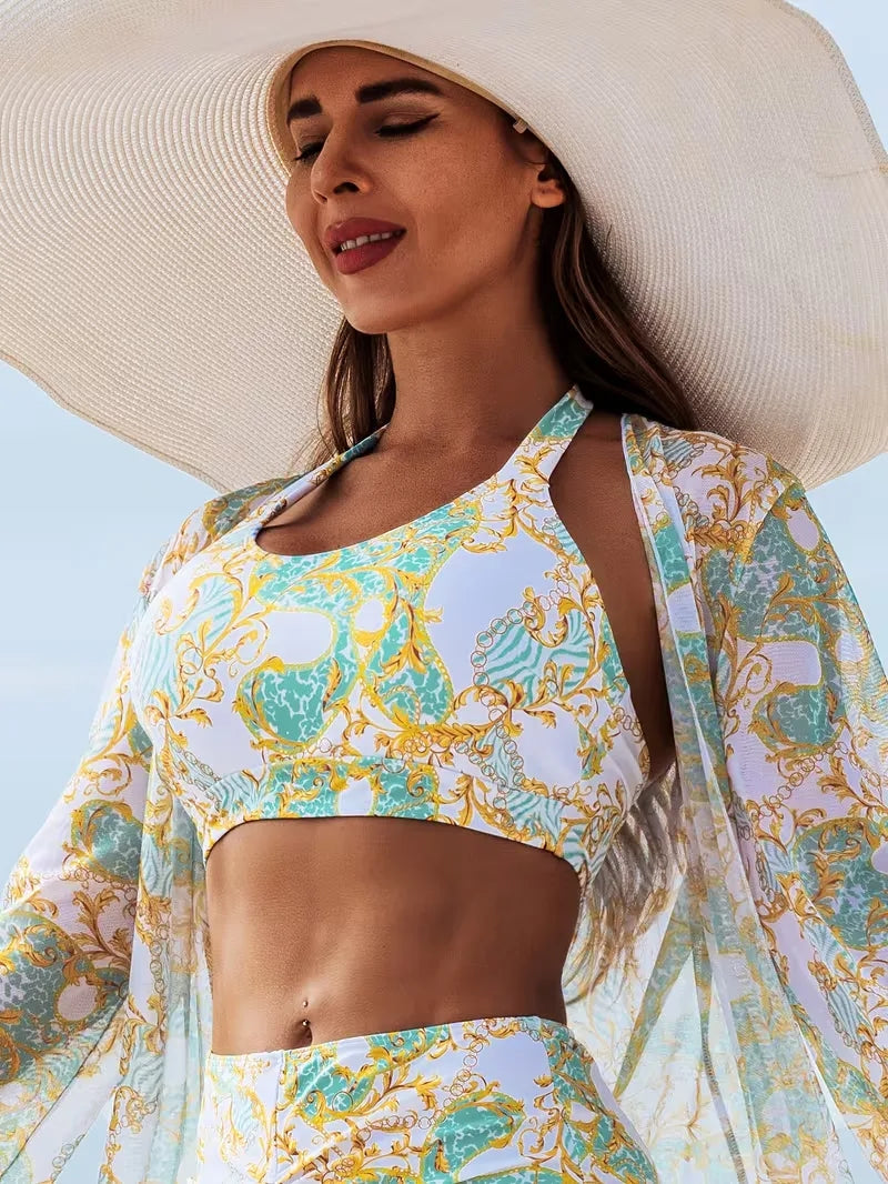 Cover-up met halternek en shorts