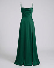 Elegant Satin Maxi Dress with Slit Fabric Wedding Guest Outfit