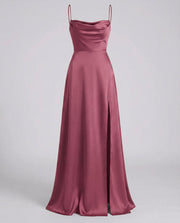 Elegant Satin Maxi Dress with Slit Fabric Wedding Guest Outfit