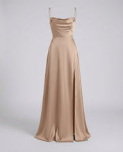Elegant Satin Maxi Dress with Slit Fabric Wedding Guest Outfit