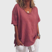 Relaxed Scoop Neck Linen Top