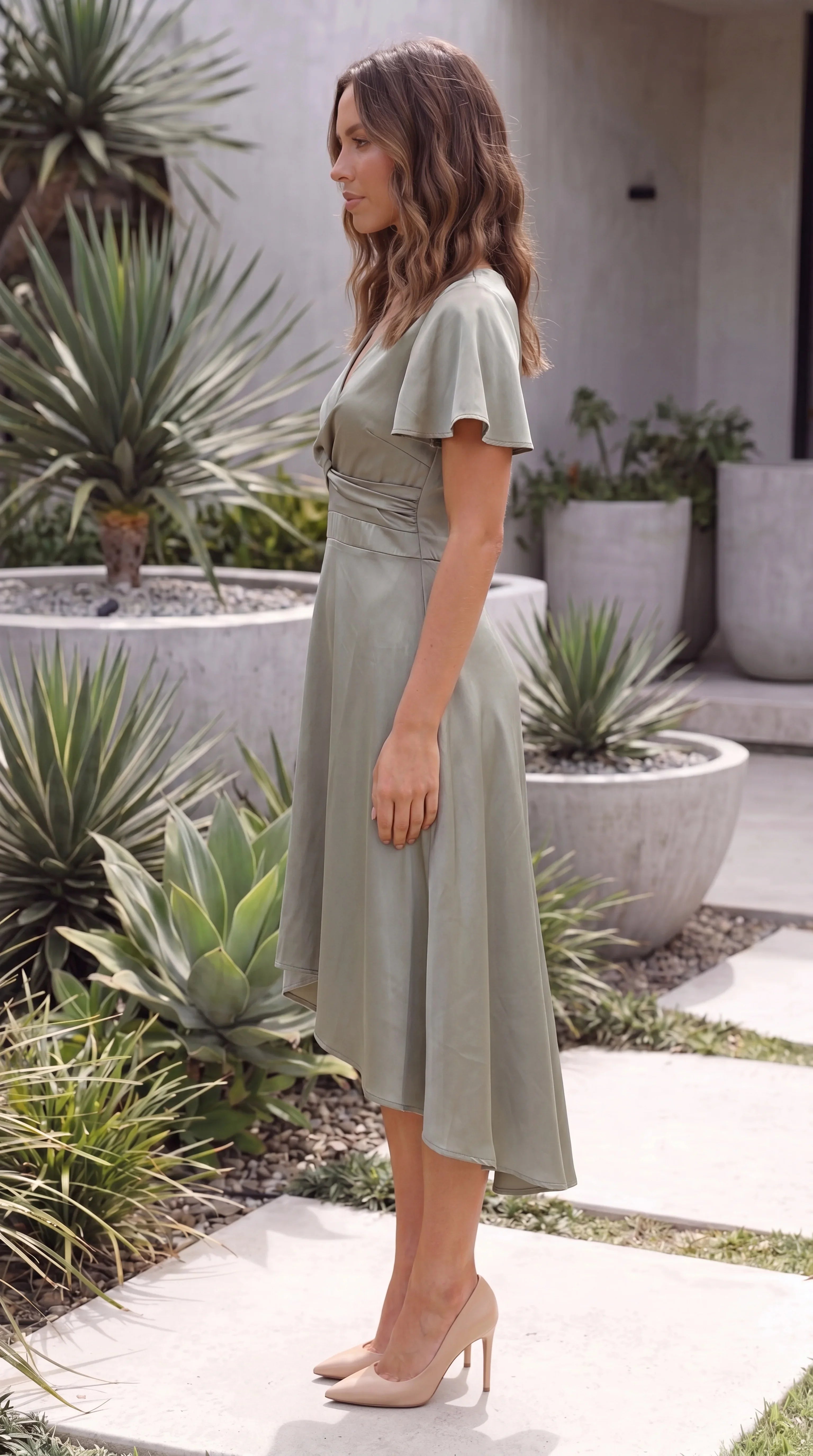 Twist Front V-Neck Maxi Dress