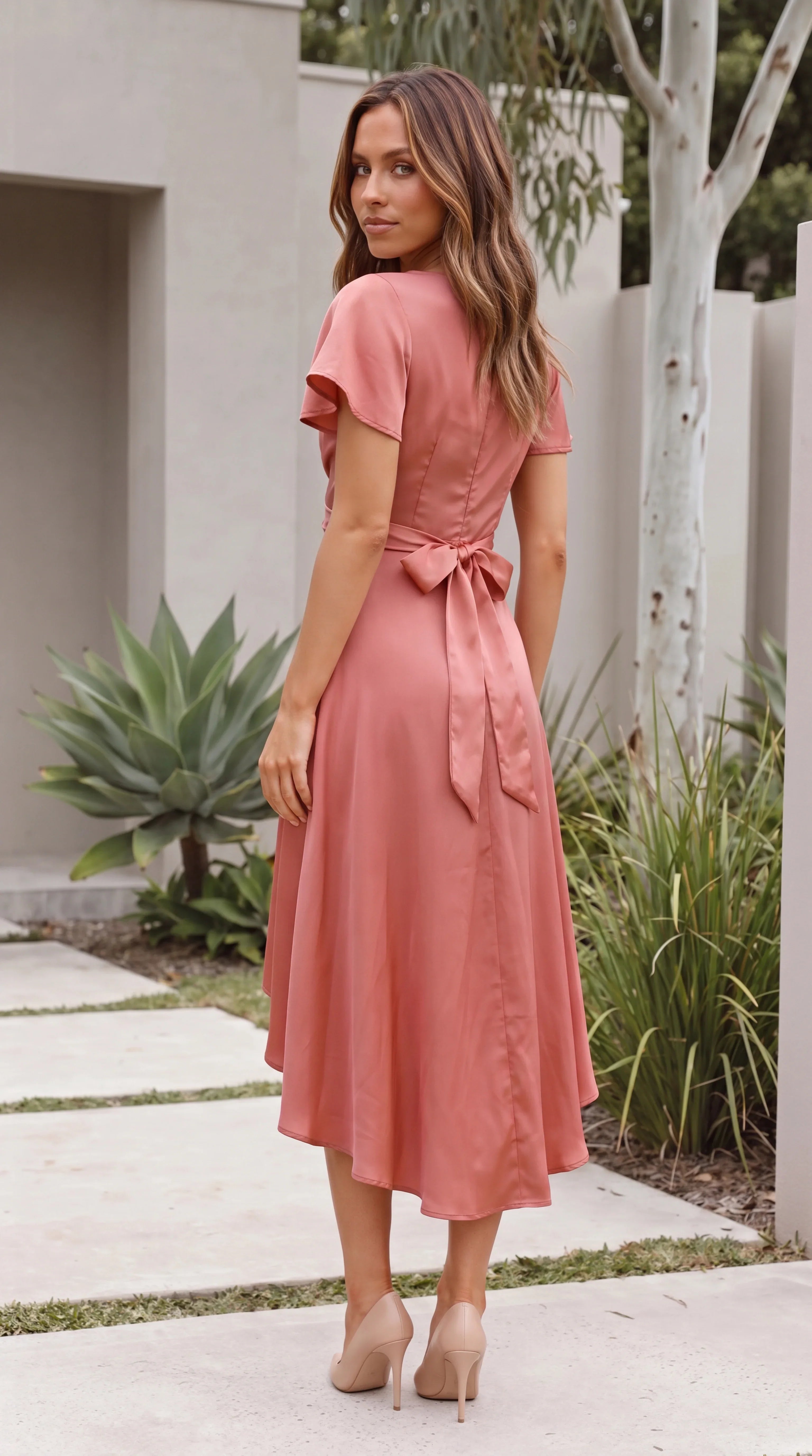 Twist Front V-Neck Maxi Dress