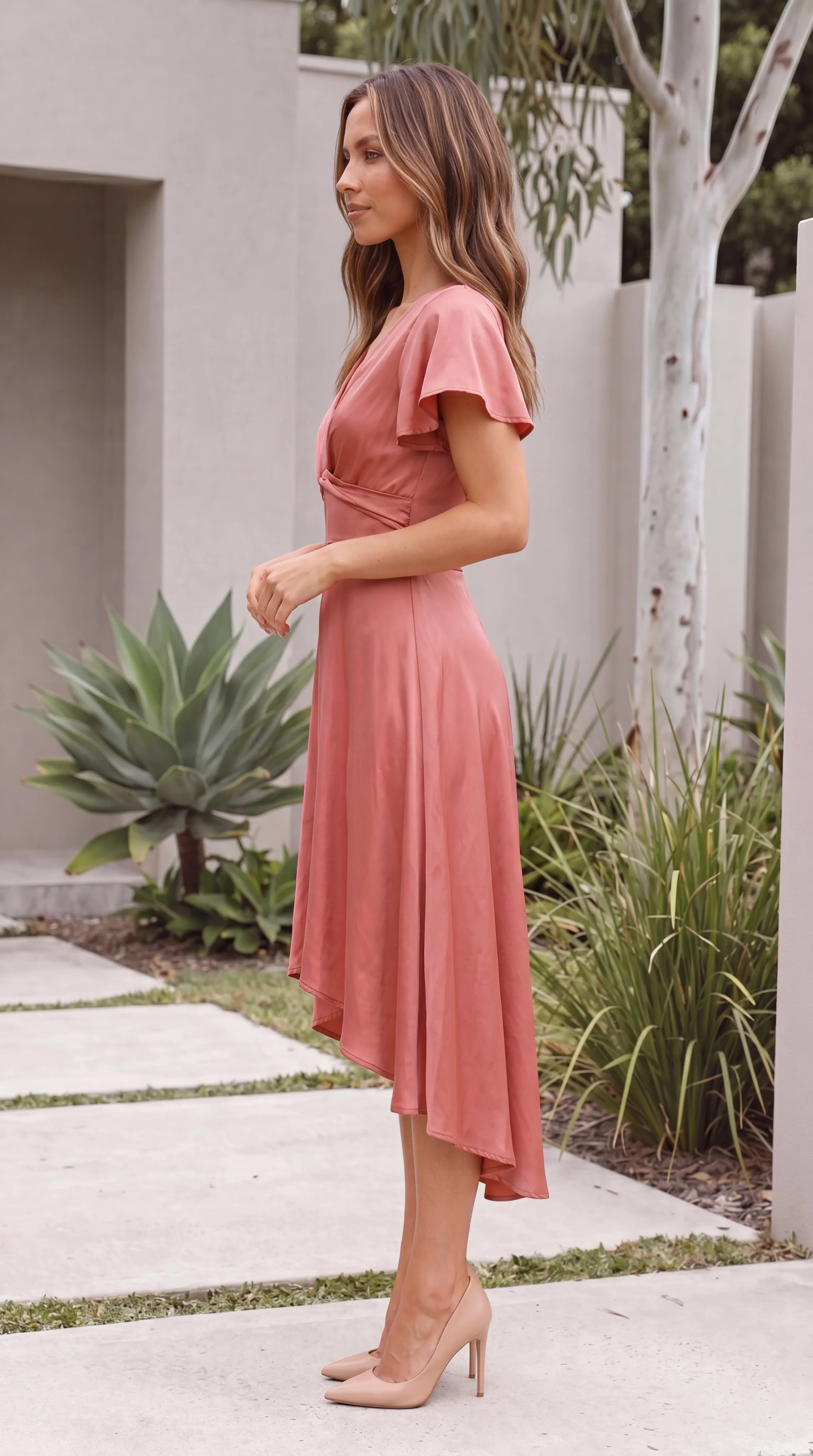 Twist Front V-Neck Maxi Dress