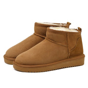 Faux Suede Winter Ankle Boots with Fleece Lining and Platform Sole for Women