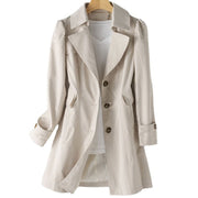 Fitted Button-Front Trench Coat Tailored Fit Casual Formal Wear