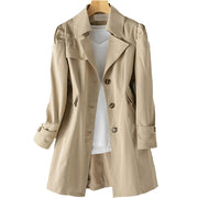Fitted Button-Front Trench Coat Tailored Fit Casual Formal Wear