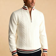 Fitted Men's Cable Knit Sweater for a Stylish Quarter Zip Pullover