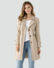 Fitted Short Trench Coat with Lapel Collar Style Everyday Wear