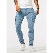 Fitted Stretch Cargo Pants for Men with Durable Denim and Pockets