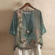 Floral Button-Front Blouse Pattern Casual Wear Breathable