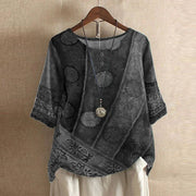 Floral Button-Front Blouse Pattern Casual Wear Breathable
