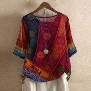 Floral Button-Front Blouse Pattern Casual Wear Breathable