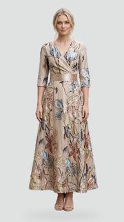Floral Wrap Maxi Dress with Red Blossoms