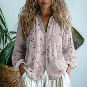 Floral Print Button-Up Shirt Lightweight Casual Breathable