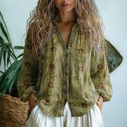 Floral Print Button-Up Shirt Lightweight Casual Breathable