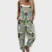 Floral Print Loose Jumpsuit Casual Wear Adjustable
