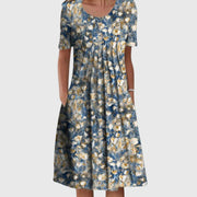 Women's Cocktail Floral Print Midi Dress Bridal Guest