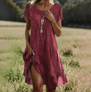 Women's Homecoming Floral Short Sleeve Summer Dress Wedding Guest Breathable Lightweight Beach