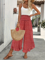 Women's Wide Leg Flowing High Waist Palazzo Pants Lightweight Trousers Casual Wear